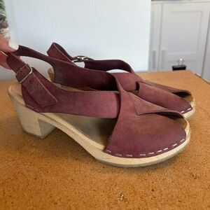 Women's Burgundy Sandgren Clog Leather Sandals size 38
